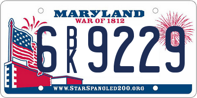 MD license plate 6BK9229