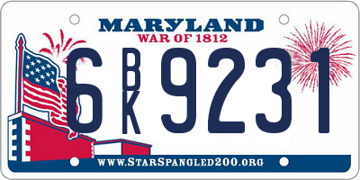 MD license plate 6BK9231