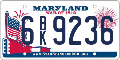 MD license plate 6BK9236