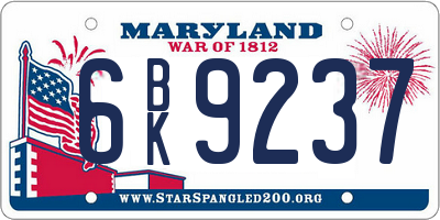 MD license plate 6BK9237