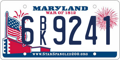 MD license plate 6BK9241