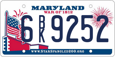 MD license plate 6BK9252