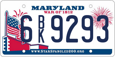 MD license plate 6BK9293