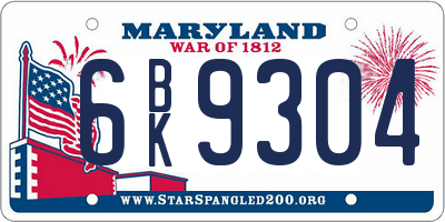 MD license plate 6BK9304