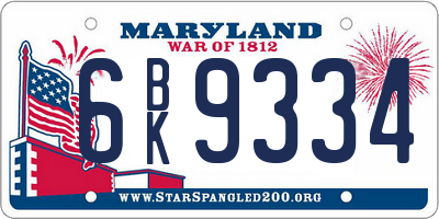 MD license plate 6BK9334