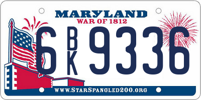 MD license plate 6BK9336