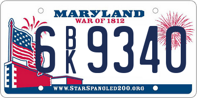 MD license plate 6BK9340