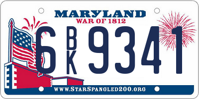 MD license plate 6BK9341