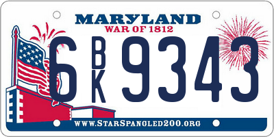 MD license plate 6BK9343