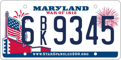 MD license plate 6BK9345