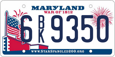 MD license plate 6BK9350
