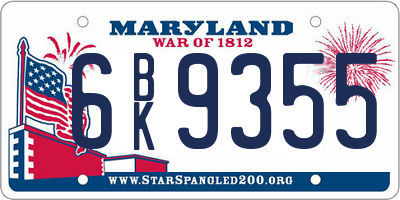 MD license plate 6BK9355