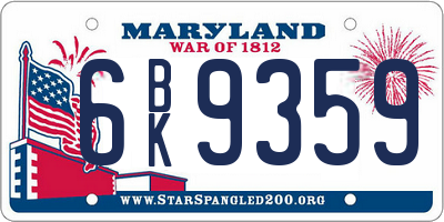 MD license plate 6BK9359