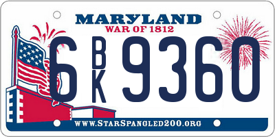 MD license plate 6BK9360