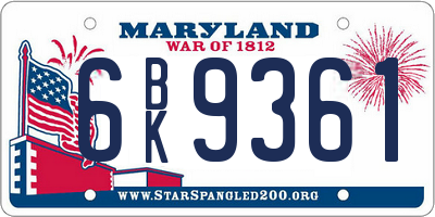 MD license plate 6BK9361