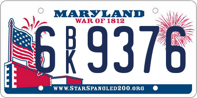 MD license plate 6BK9376