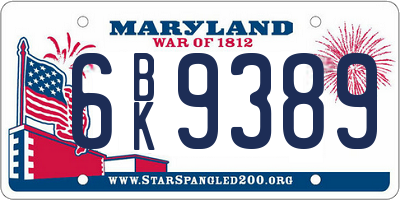 MD license plate 6BK9389