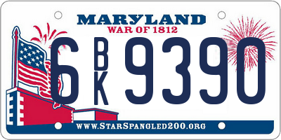 MD license plate 6BK9390