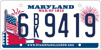MD license plate 6BK9419