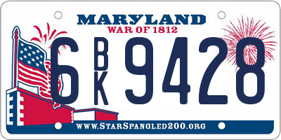 MD license plate 6BK9428