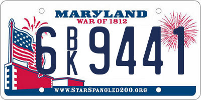 MD license plate 6BK9441