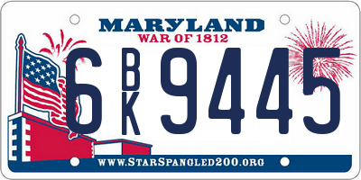 MD license plate 6BK9445
