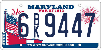 MD license plate 6BK9447