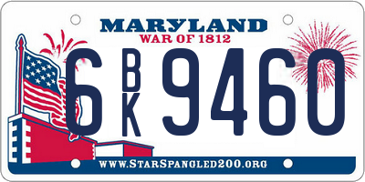 MD license plate 6BK9460
