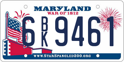 MD license plate 6BK9461