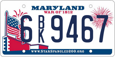 MD license plate 6BK9467