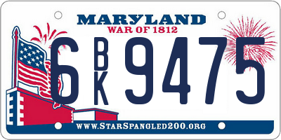 MD license plate 6BK9475