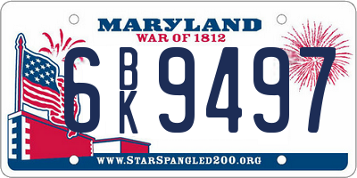 MD license plate 6BK9497