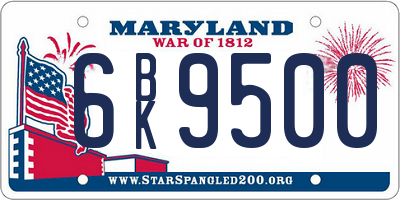 MD license plate 6BK9500