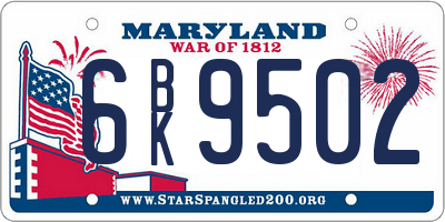 MD license plate 6BK9502