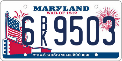 MD license plate 6BK9503