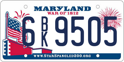 MD license plate 6BK9505