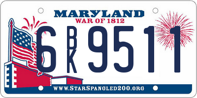 MD license plate 6BK9511