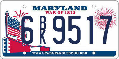 MD license plate 6BK9517