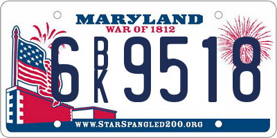MD license plate 6BK9518
