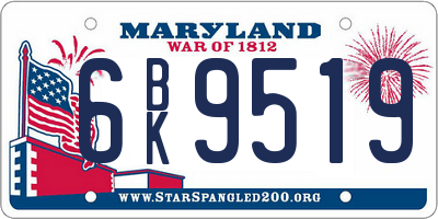MD license plate 6BK9519