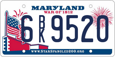 MD license plate 6BK9520