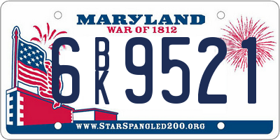 MD license plate 6BK9521