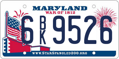 MD license plate 6BK9526