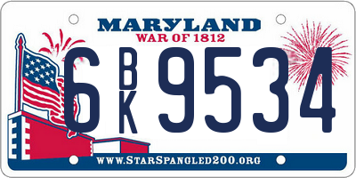 MD license plate 6BK9534
