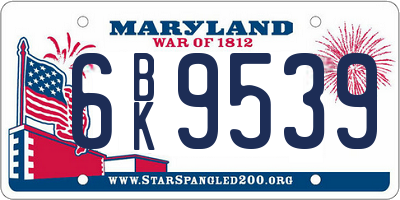 MD license plate 6BK9539