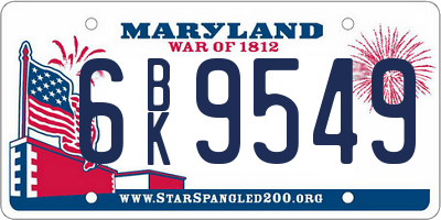 MD license plate 6BK9549