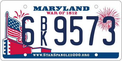 MD license plate 6BK9573