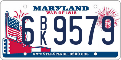 MD license plate 6BK9579