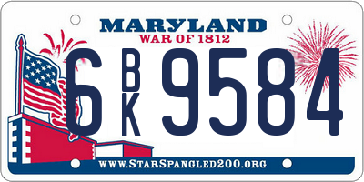 MD license plate 6BK9584