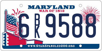 MD license plate 6BK9588